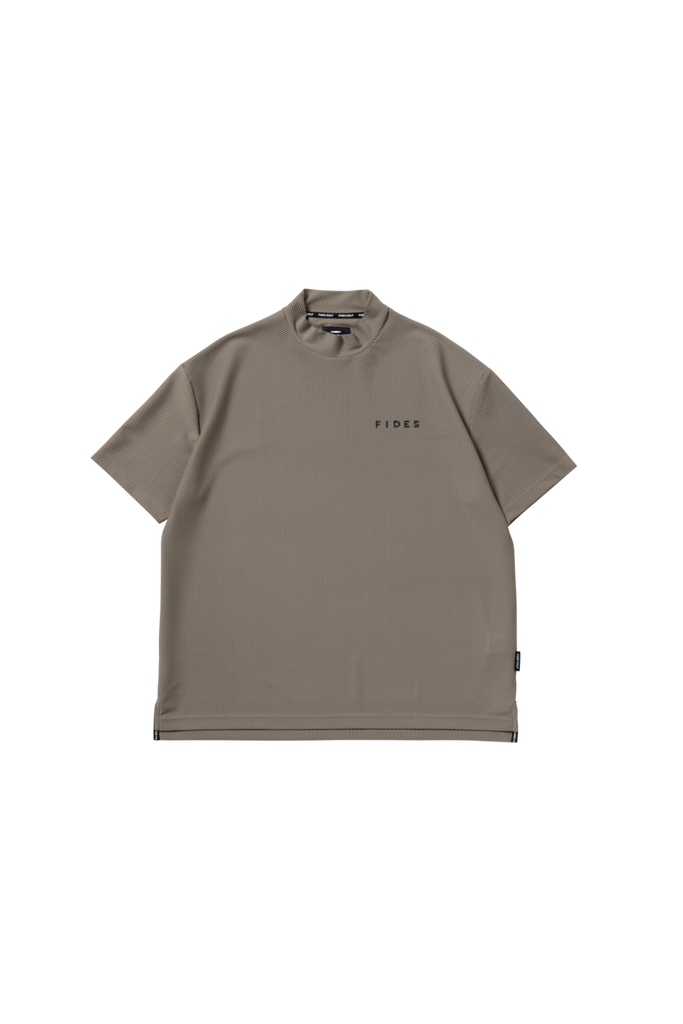 MESH TRICOT LOGO MOCK NECK S/S