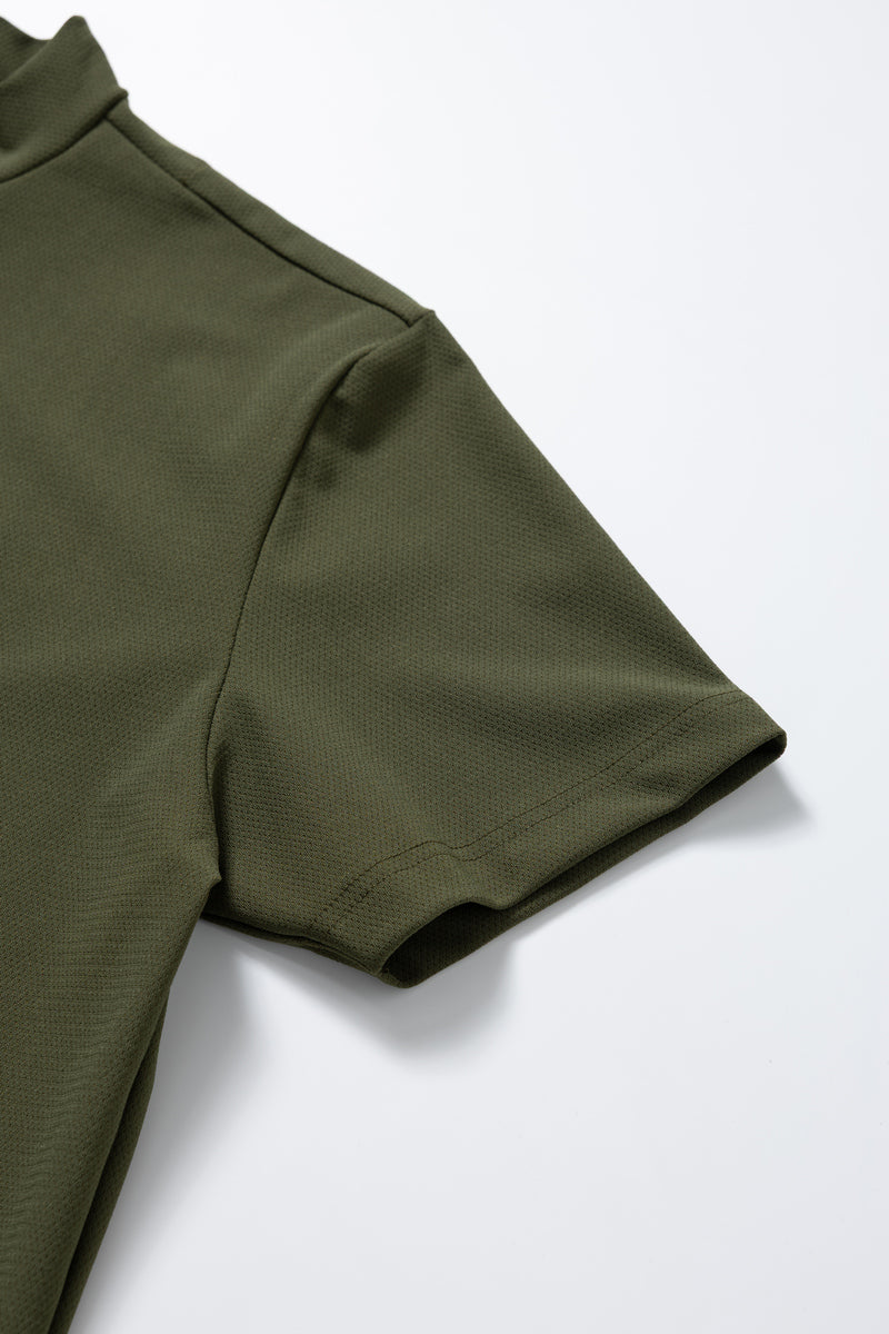 RECYCLE MESH LOGO MOCK NECK S/S