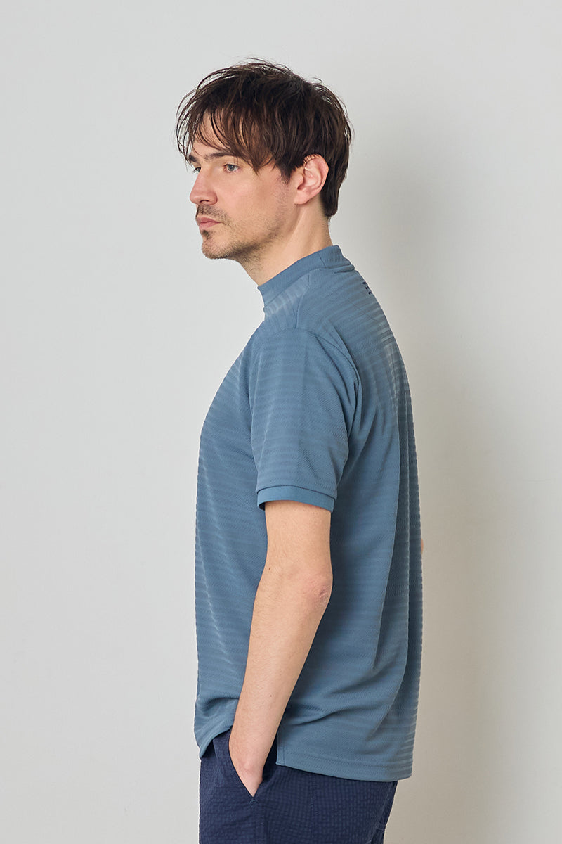 JACQUARD BORDER MOCK NECK S/S – FIDES