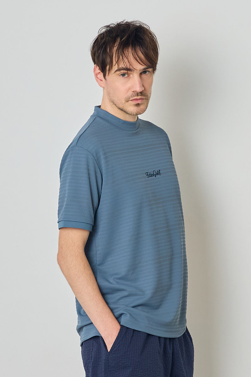 JACQUARD BORDER MOCK NECK S/S – FIDES