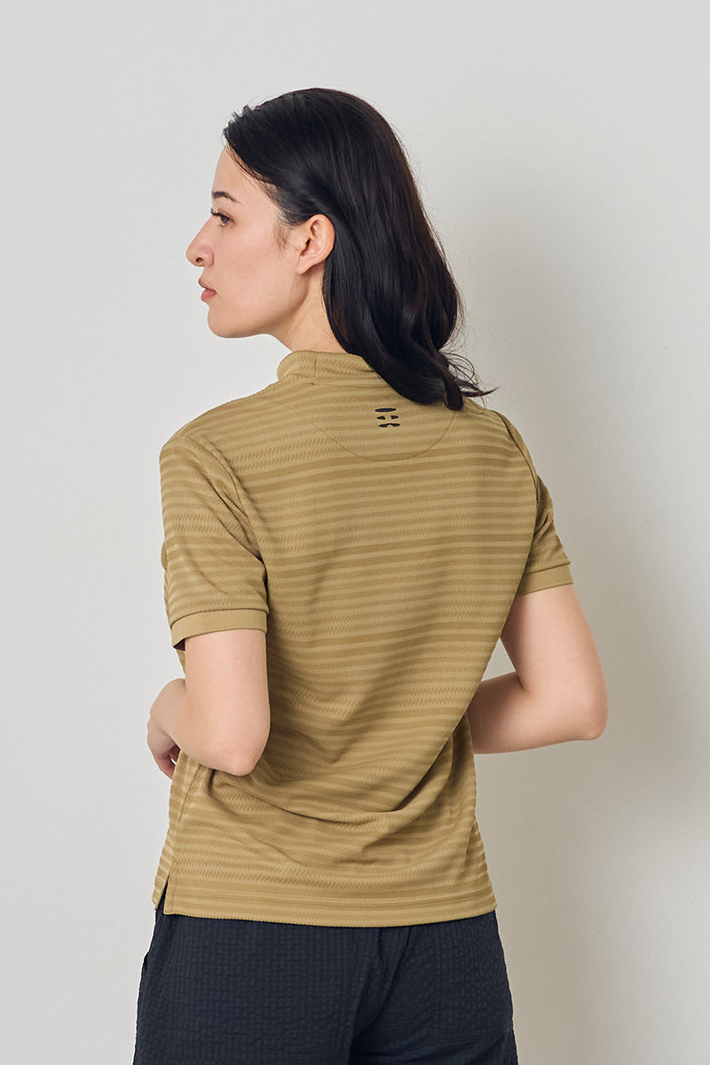 JACQUARD BORDER MOCK NECK S/S – FIDES