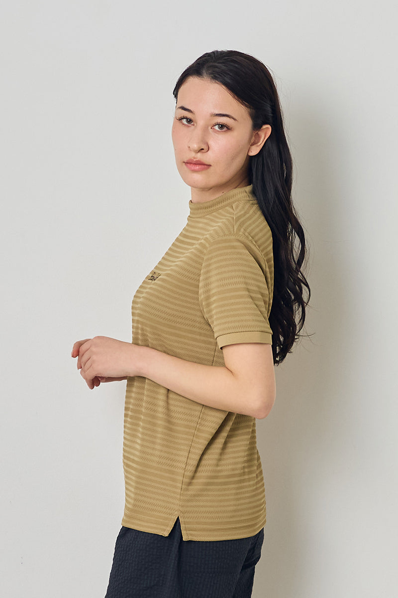 JACQUARD BORDER MOCK NECK S/S – FIDES