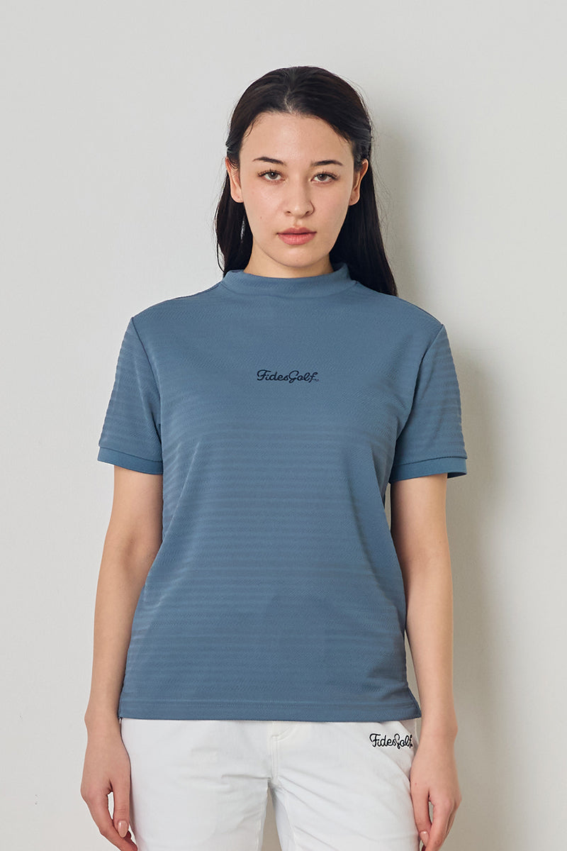 JACQUARD BORDER MOCK NECK S/S – FIDES
