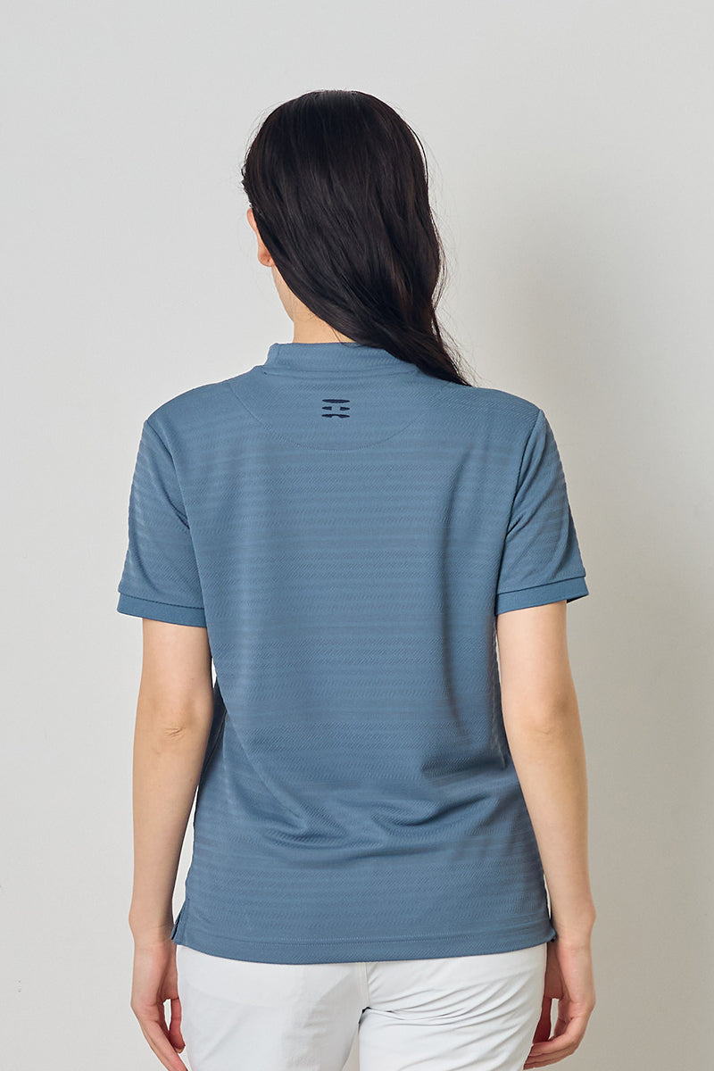 JACQUARD BORDER MOCK NECK S/S – FIDES