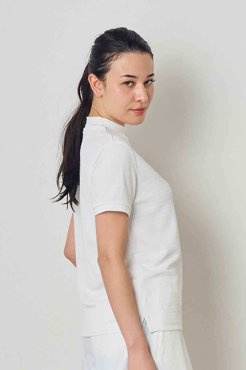 JACQUARD BORDER MOCK NECK S/S – FIDES