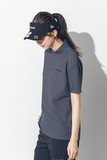 MESH TRICOT LOGO MOCK NECK S/S