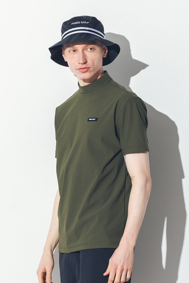 RECYCLE MESH LOGO MOCK NECK S/S