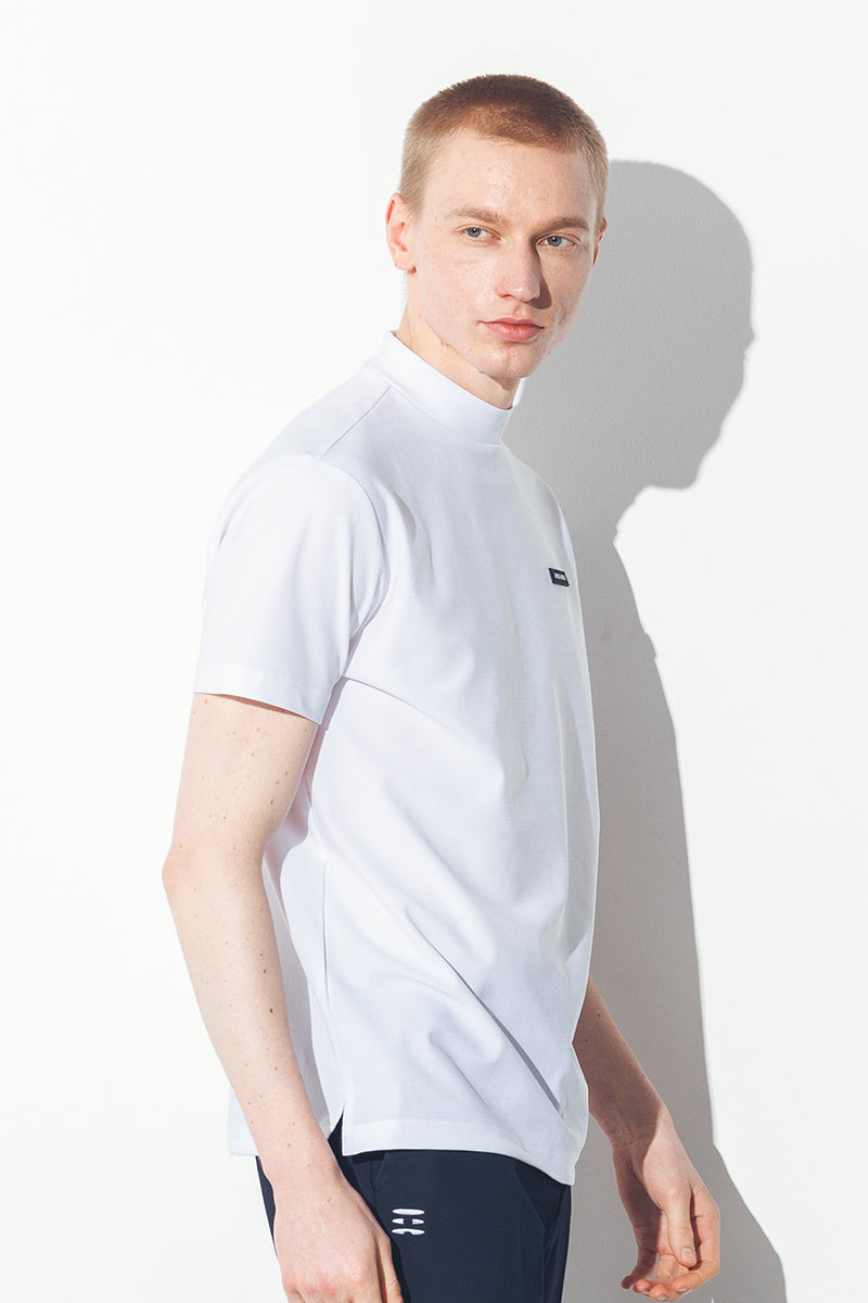 RECYCLE MESH LOGO MOCK NECK S/S
