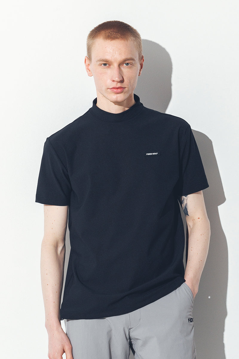 RECYCLE MESH LOGO MOCK NECK S/S