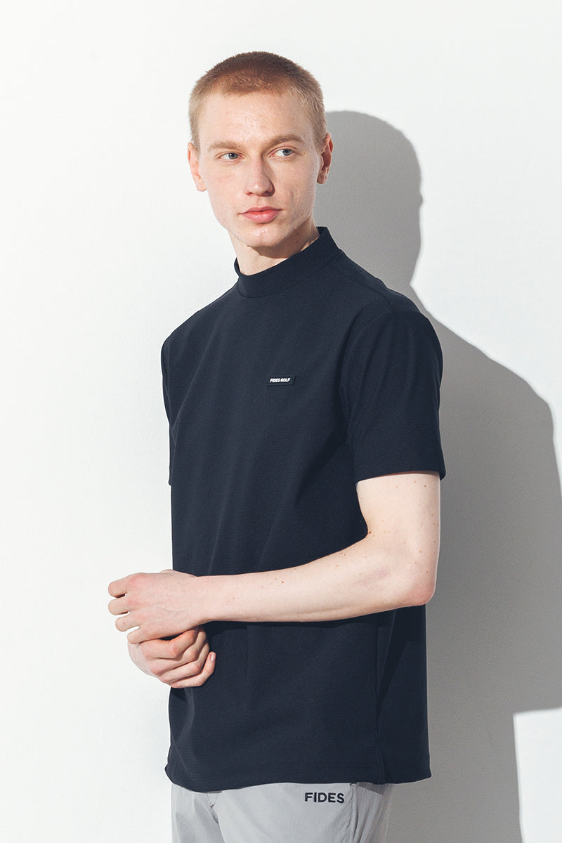 RECYCLE MESH LOGO MOCK NECK S/S